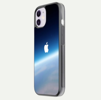 Minimal Apple Sky Glass Case for iPhone 11 side-angle image showing smooth reflection and gentle sky tone