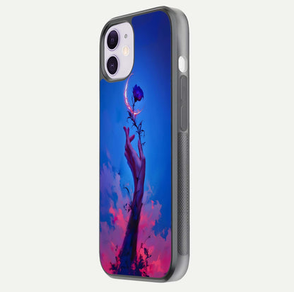 Mystic Hand Glass Case for iPhone 11 side-angle image showing reflection depth and sacred aesthetic