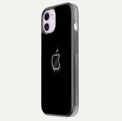 Neon Apple Glow Glass Case for iPhone 11 side-angle image showing light reflection and glow effect