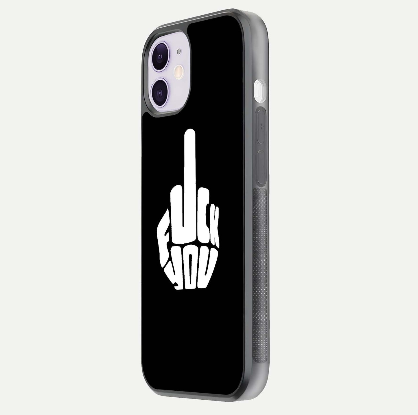 Rebel Mode On Glass Case for iPhone 11 side-angle image showing reflection, edge detail, and text clarity