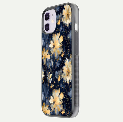 Royal Petal Dream Glass Case for iPhone 11 side-angle image showing smooth edges and royal bloom details
