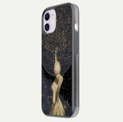 Taylor Swift Girl Glass Case for iPhone 11 side-angle image showing glossy surface and color tone