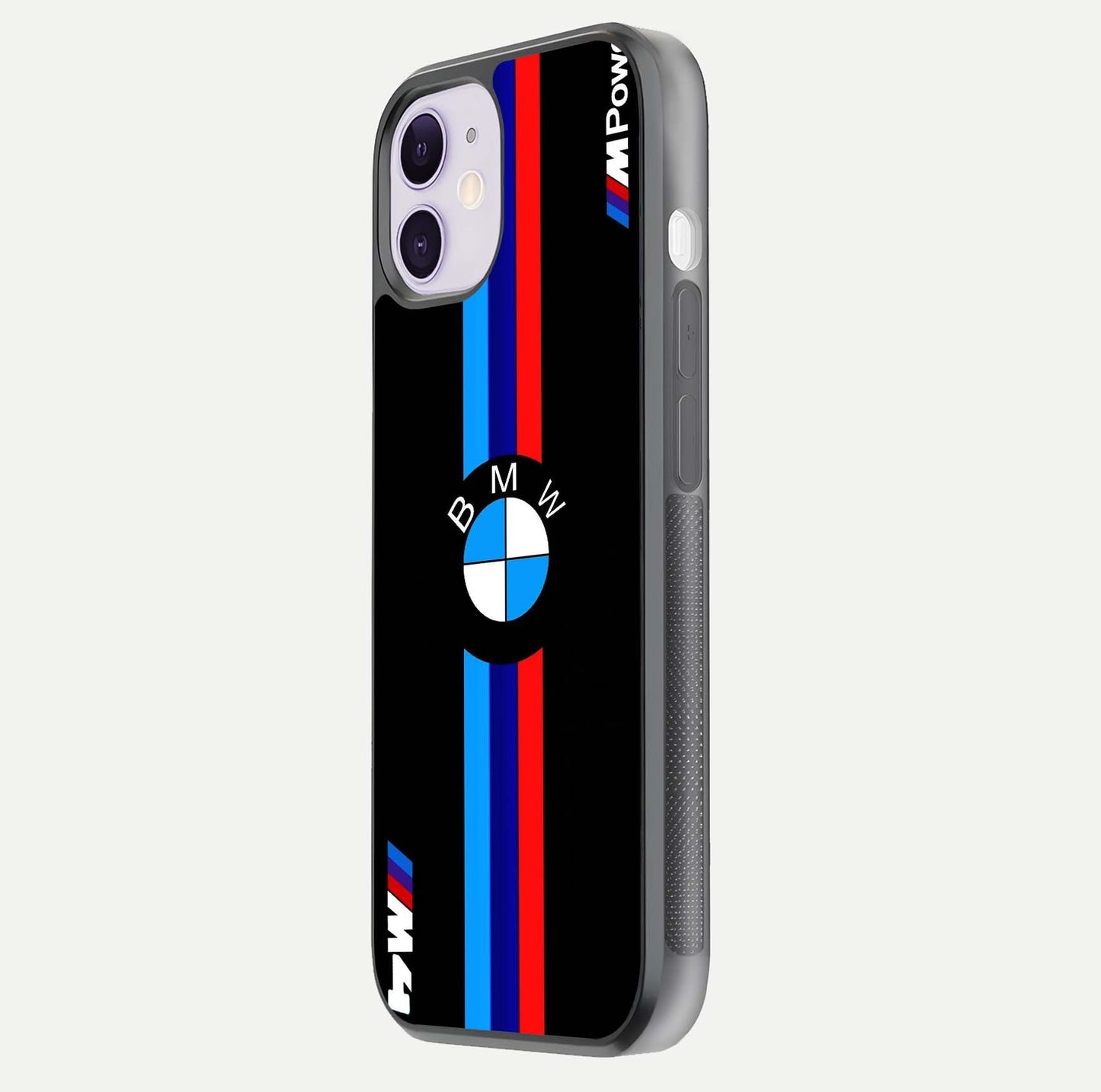 Turbo BMW Beast Glass Case for iPhone 11 side-angle image showing reflection and sleek edge styling