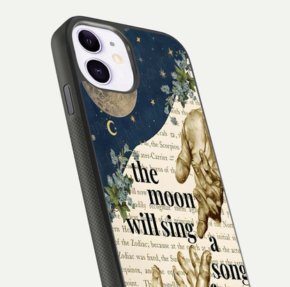 Aesthetic Divine Glass Case for iPhone 16 Pro close-up angled shot showing detailed divine artwork and gloss reflection