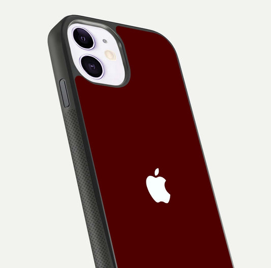 Apple Crimson Core Glass Case for iPhone 11 close-up angle showing deep crimson tone and HD glass reflection