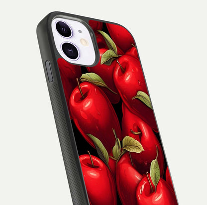 Apple Pattern Glass Case for iPhone 11 close-up angle showing pattern texture and shine reflection