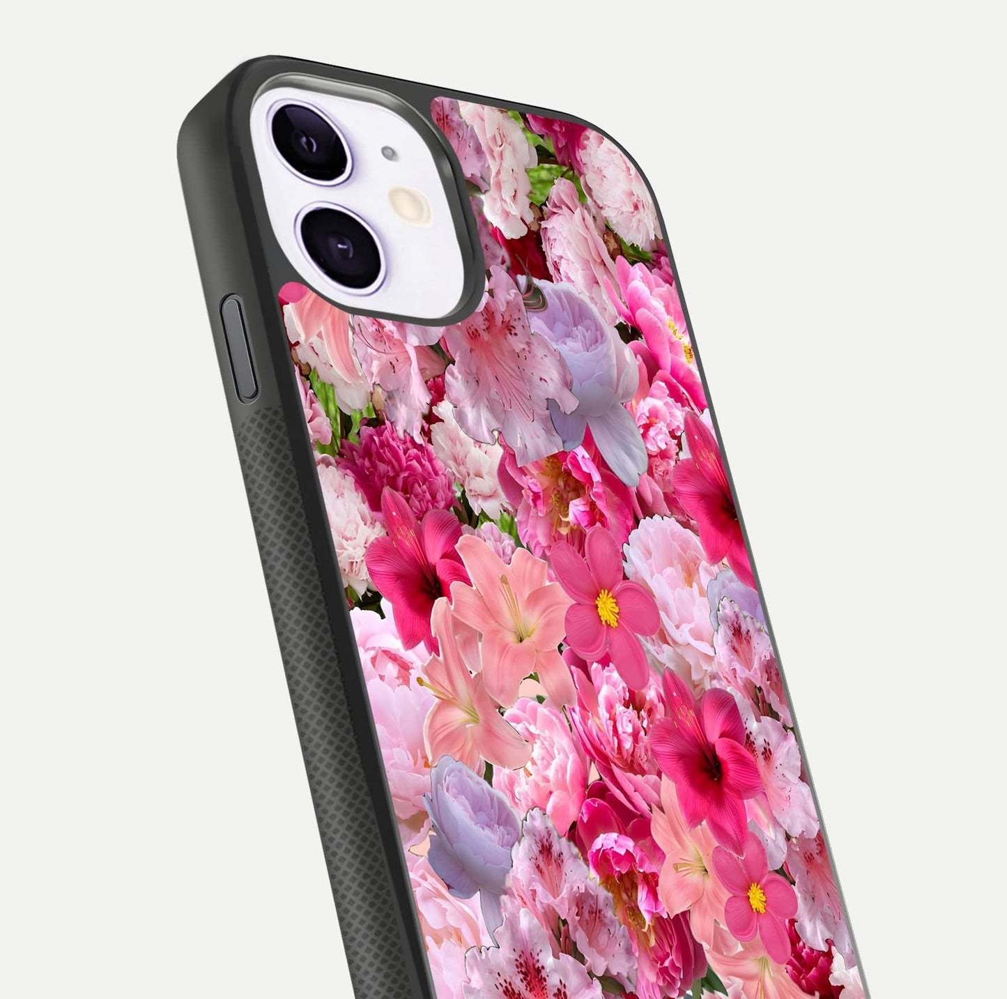 Bloom Crush Fantasy Glass Case for iPhone 11 close-up image showing color gradient and petal detailing