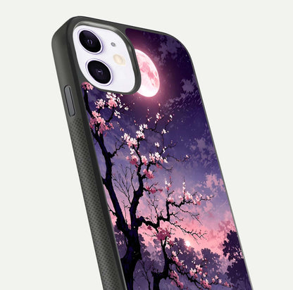 Blossom Pink Moon Glass Case for iPhone 11 close-up shot showing pink tones, moon highlight, and reflection gloss
