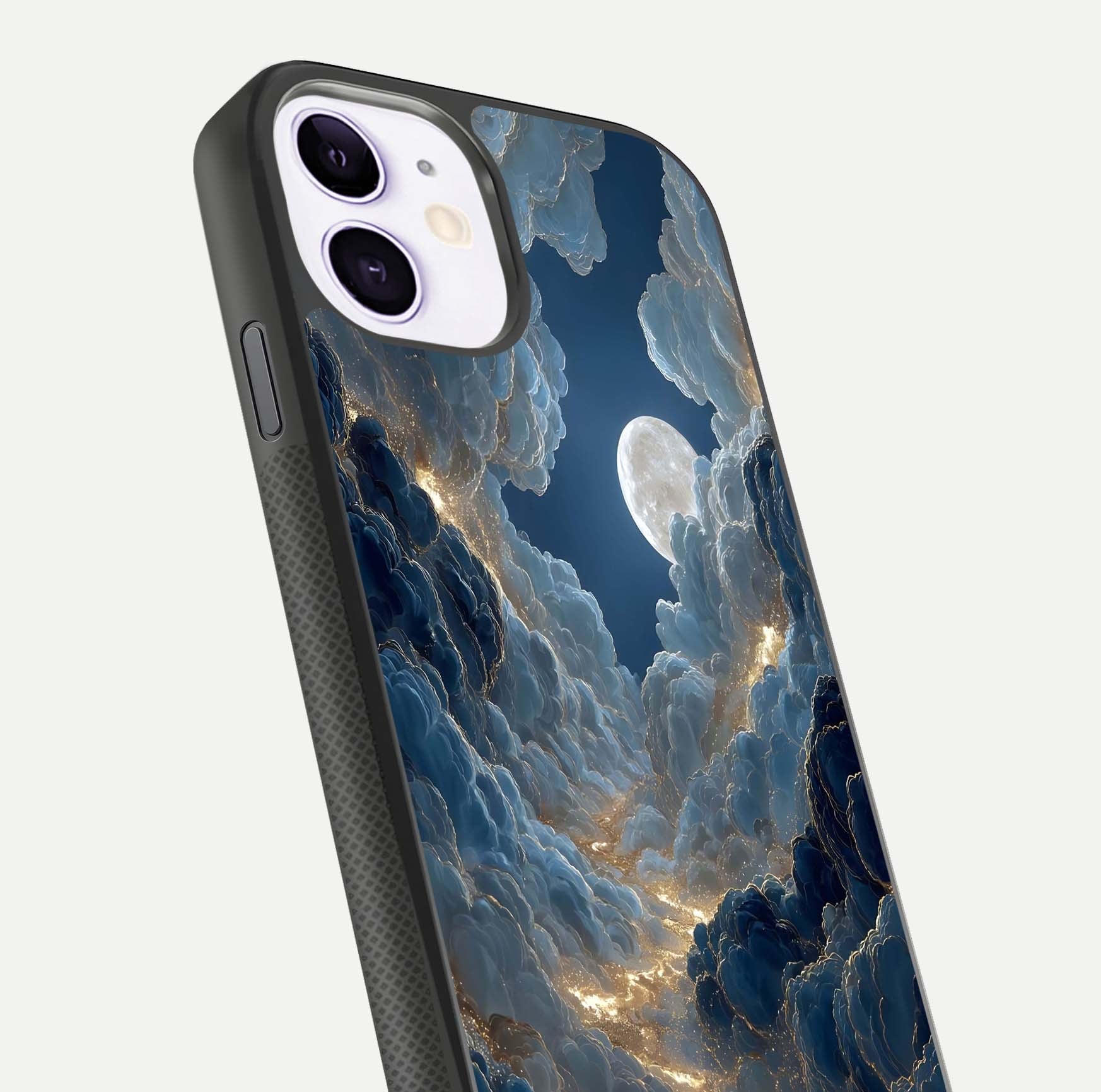 Celestial Cloud Road Glass Case for iPhone 11 close-up view showing road gradient and cloud reflection shine