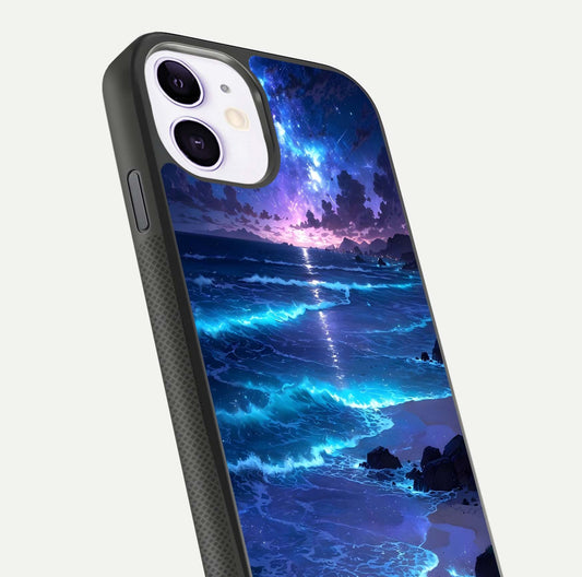 Classic Damn Look Glass Case for iPhone 11 close-up highlighting quote text and reflection shine
