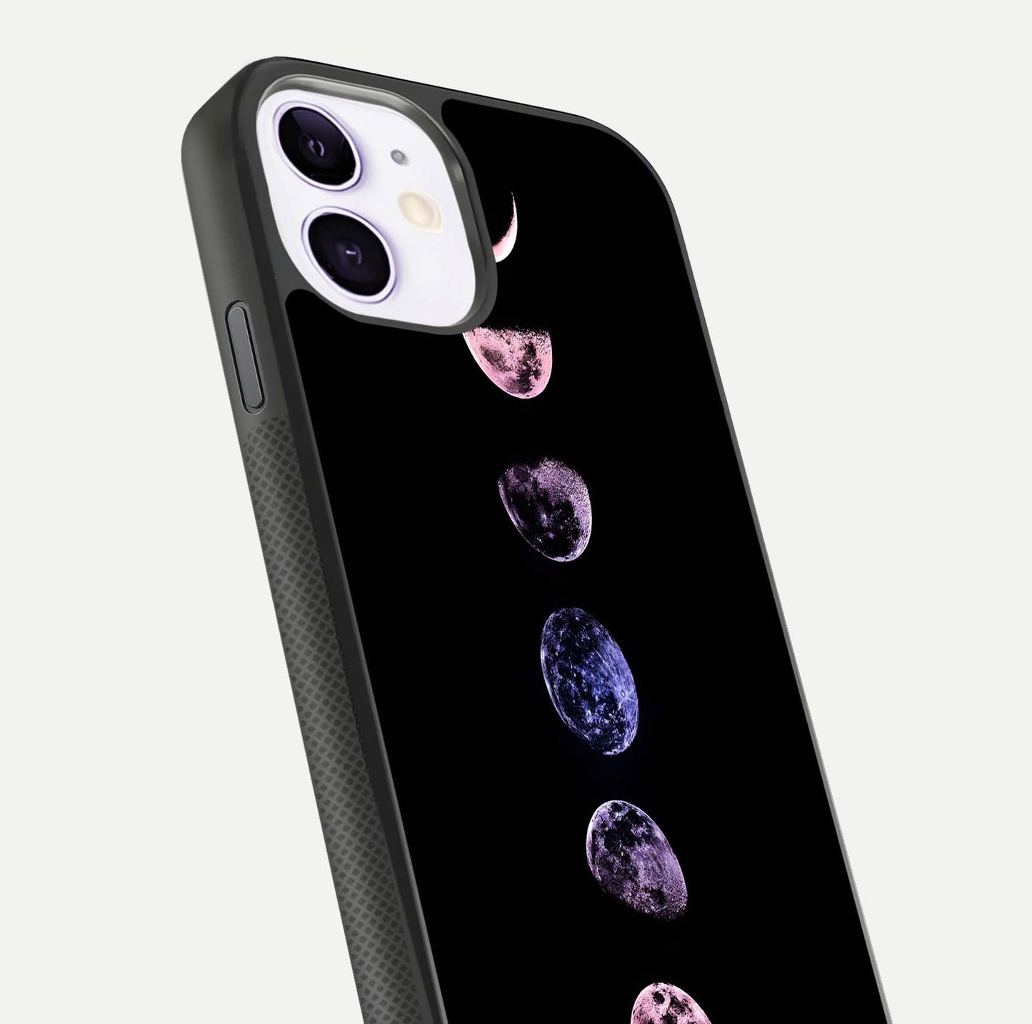 Crimson All Planets Glass Case for iPhone 11 close-up highlighting planet details and reflection polish