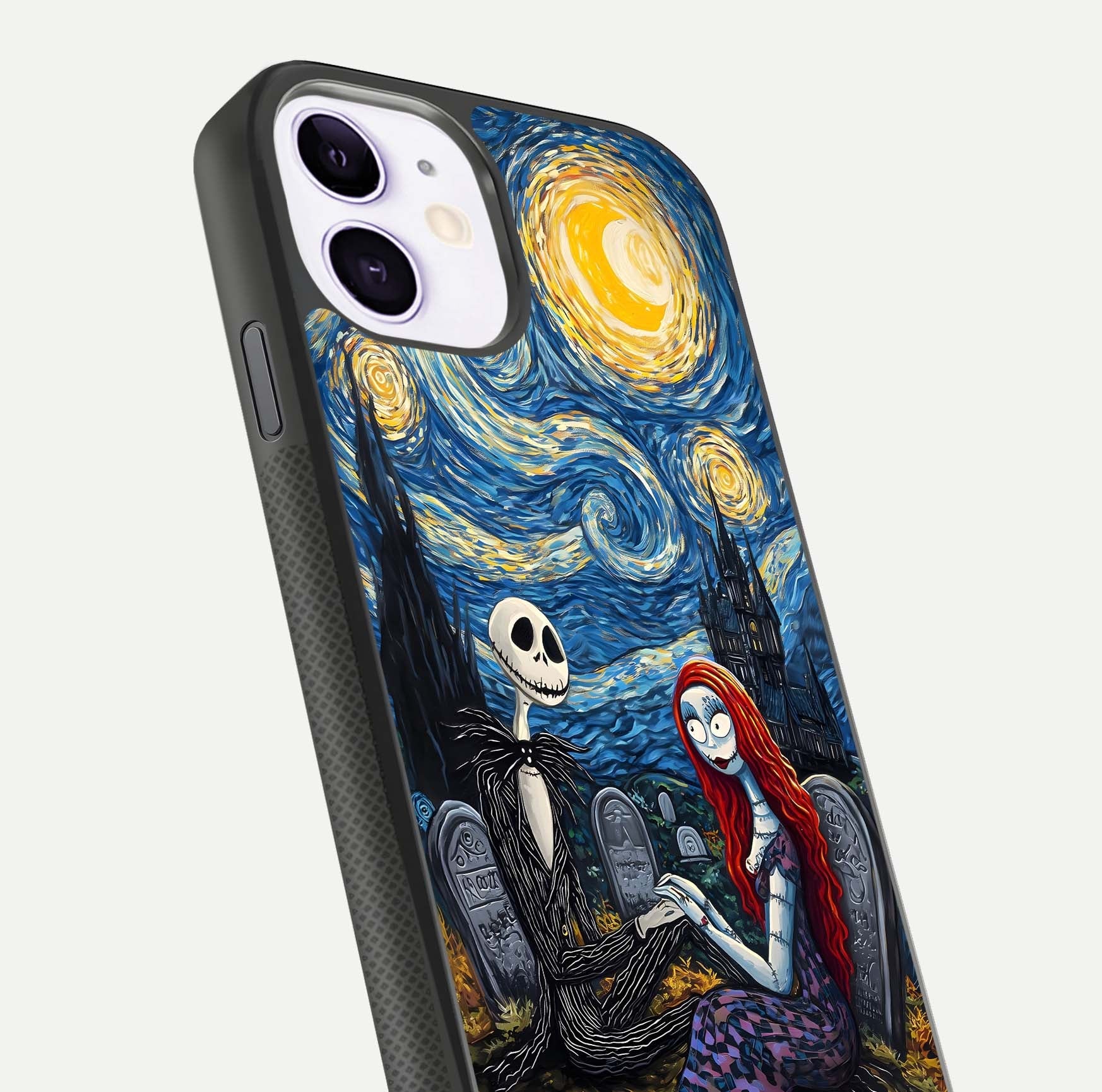 Eternal Night Love Glass Case for iPhone 11 close-up highlighting stars and reflection glow