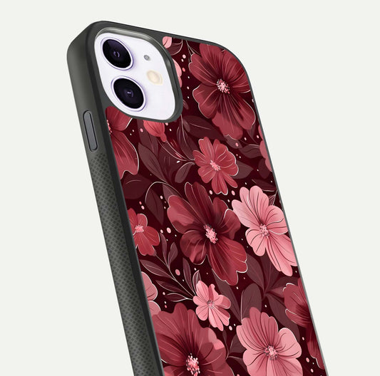 Flower Blush Bloom Glass Case for iPhone 11 close-up highlighting pastel tones and reflection clarity