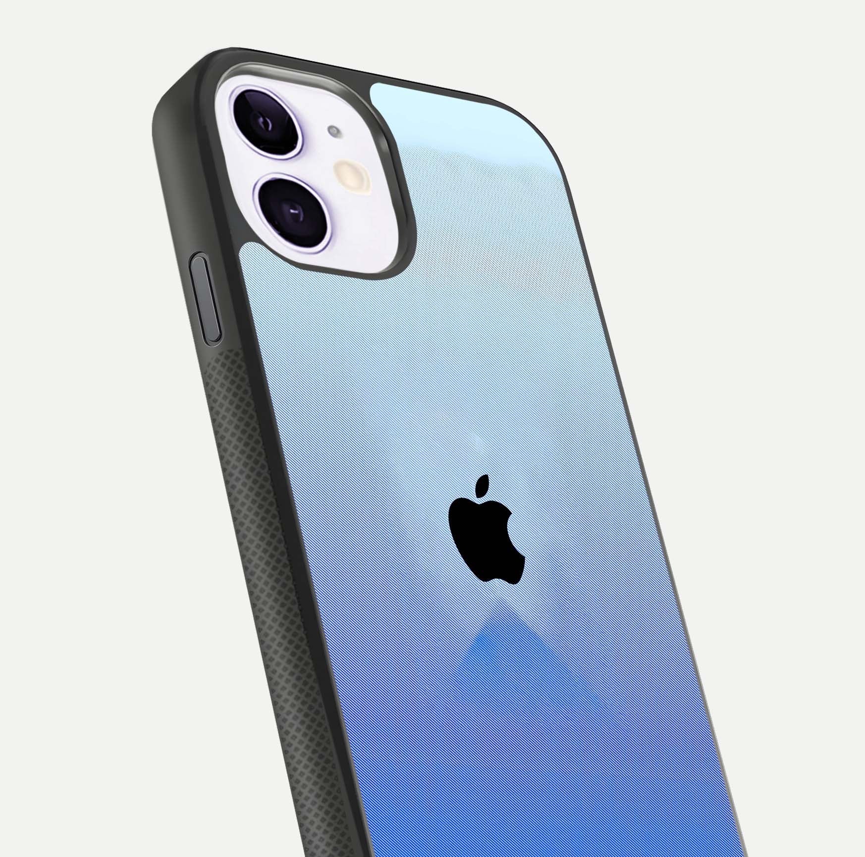Gradient Apple Vibe Glass Case for iPhone 11 close-up angled shot showing color transition and reflection brightness