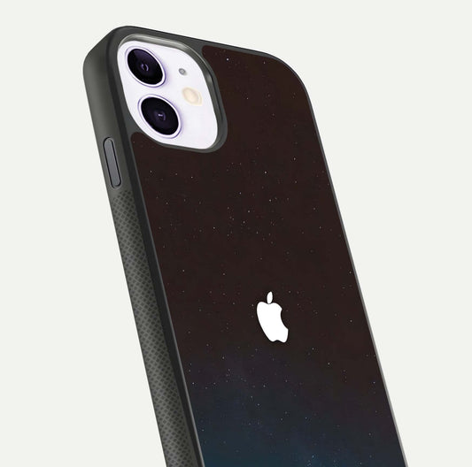 Green Emerald Apple Logo Glass Case for iPhone 11 close-up angled shot showing color depth and reflection clarity