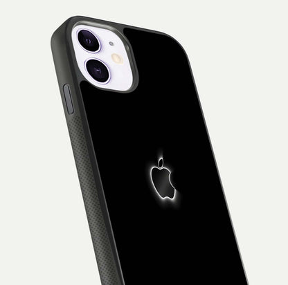 Neon Apple Glow Glass Case for iPhone 11 close-up angled shot highlighting neon reflection and color pop