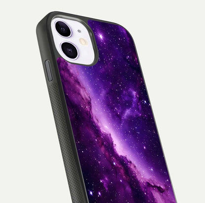 Purple Shade Sky Glass Case for iPhone 11 close-up angled shot highlighting color gradient and reflection