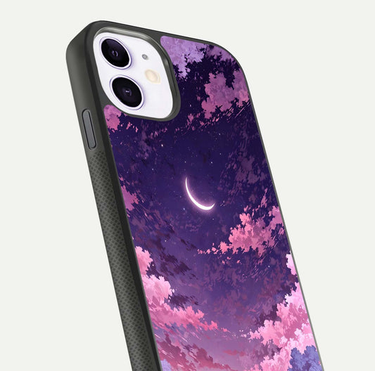 Sky Drift Clouds Glass Case for iPhone 11 close-up angled shot highlighting cloud texture and reflection