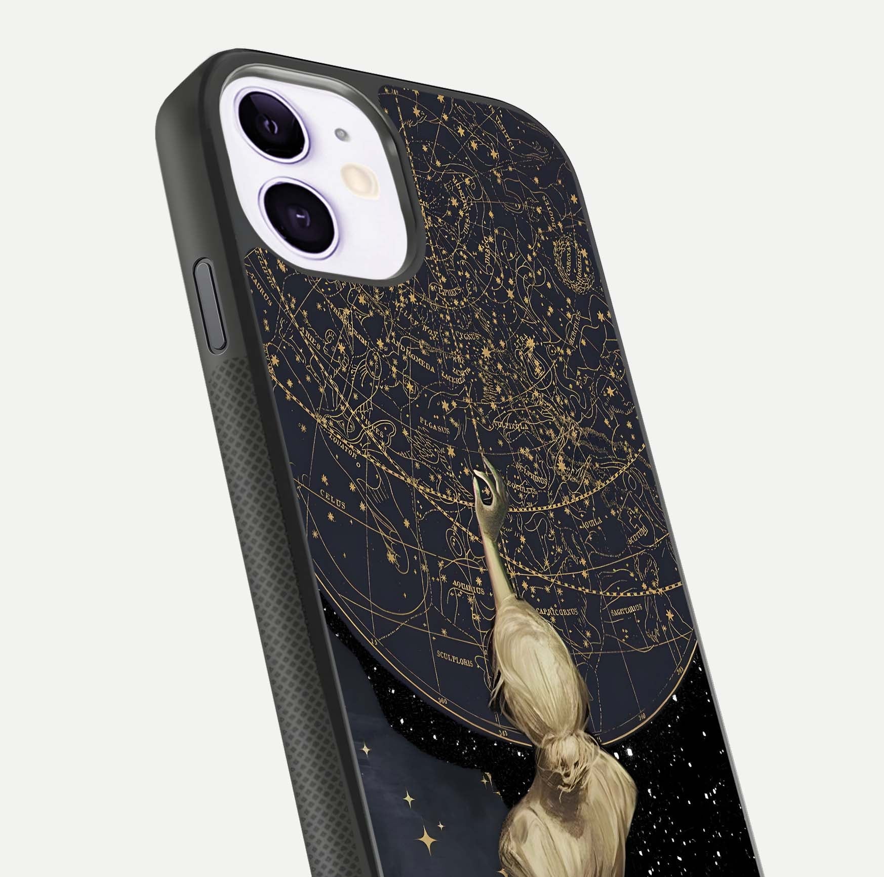 Taylor Swift Girl Glass Case for iPhone 11 close-up angled shot highlighting texture and HD reflection
