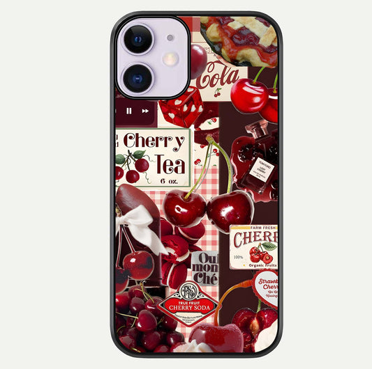 Aesthetic Cherry Tea Glass Case For iPhone 16 Pro by Custom World