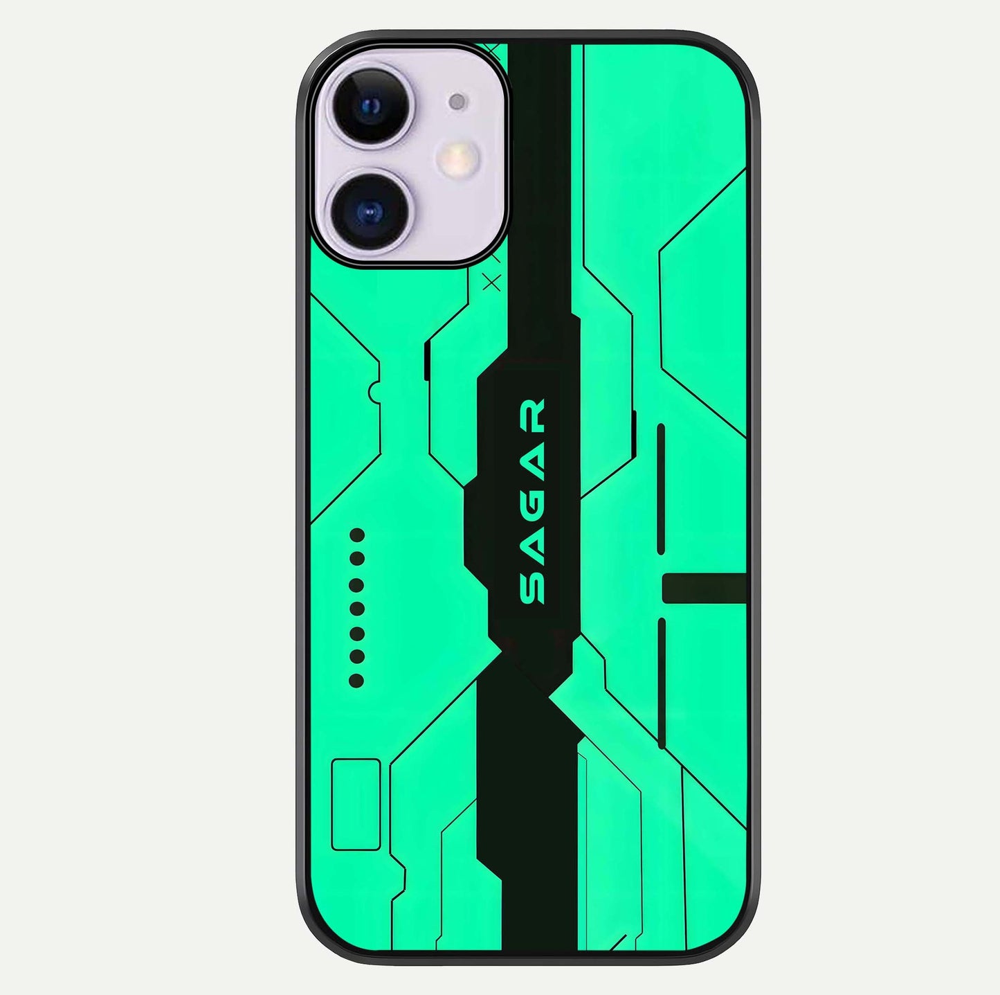 Aqua Tech CYBERPUNK Custom Name Glass Case For iPhone 11 by Custom World