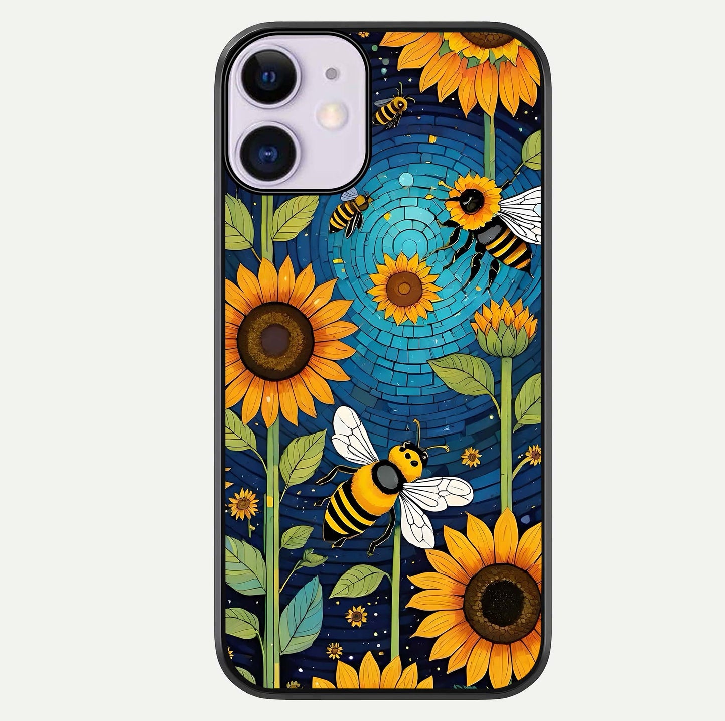 Bees & Sunflowers Glass Case For iPhone 11 by Custom World