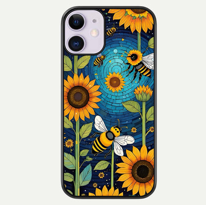 Bees & Sunflowers Glass Case For iPhone 11 by Custom World