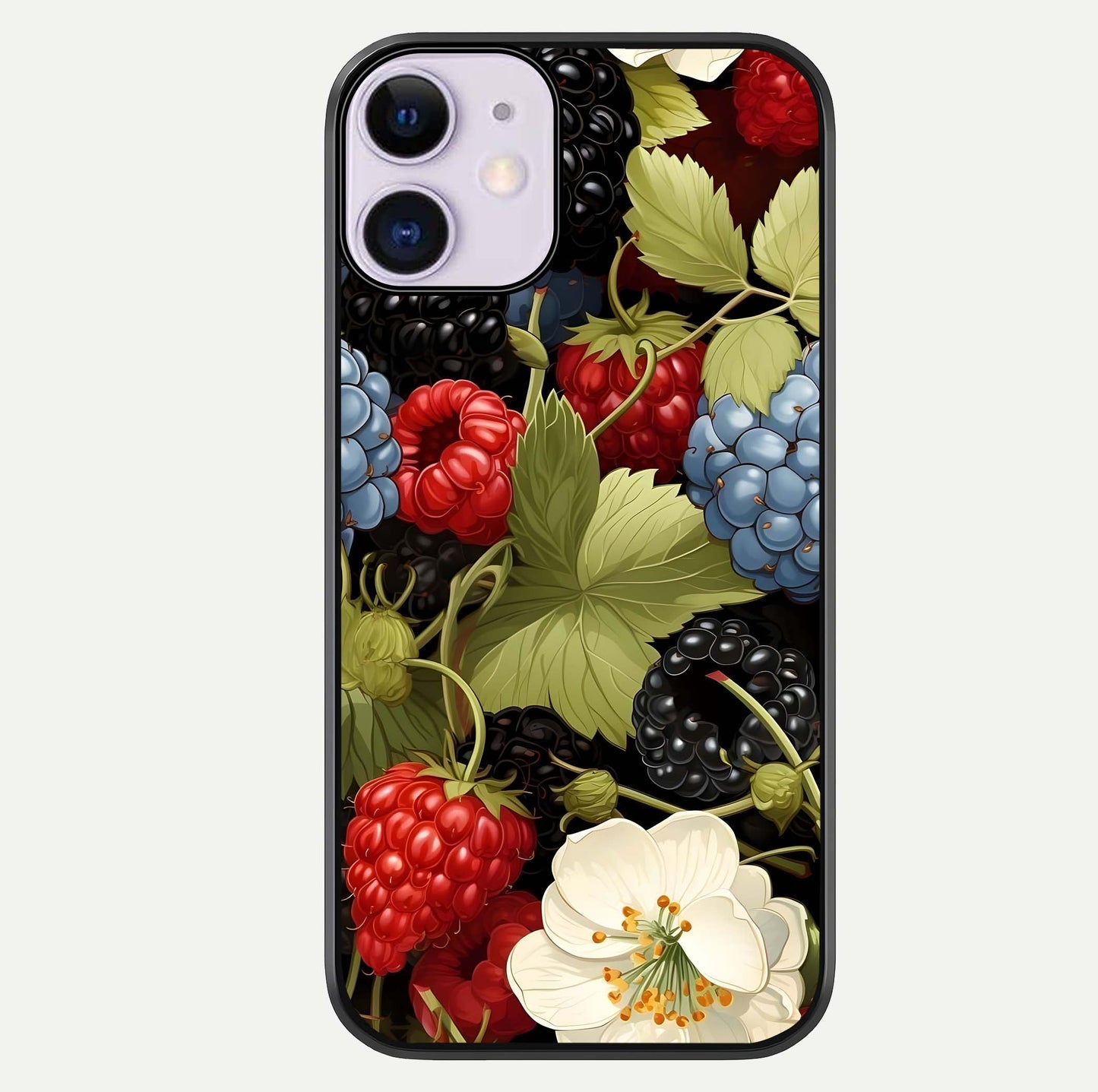 Berry Bloom Charm Glass Case For iPhone 11 by Custom World
