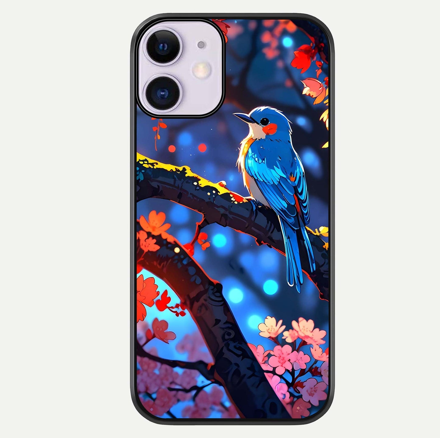 Blooming Spendor Bird Glass Case For iPhone 11 by Custom World
