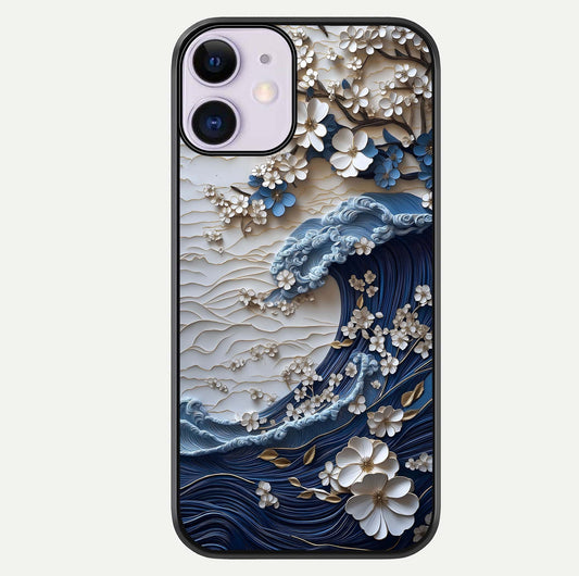 Blossom Wave Art Glass Case For iPhone 11 by Custom World