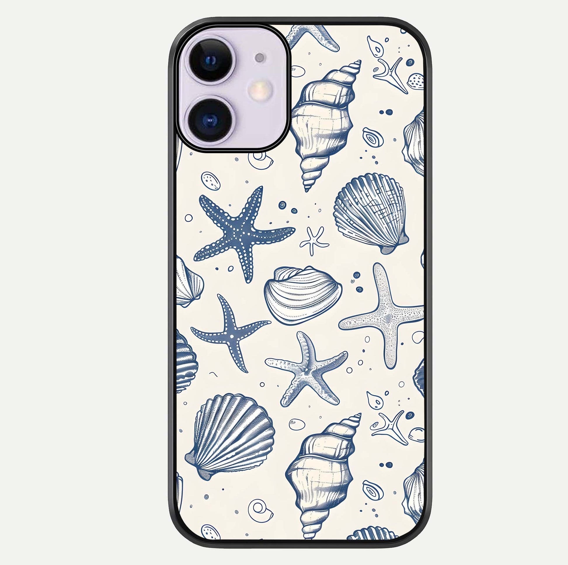 Blue Ocean Outline Glass Case For iPhone 11 by Custom World