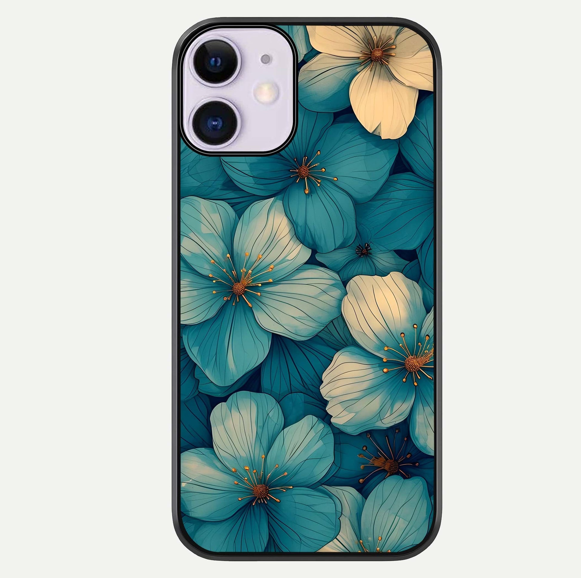 Blue Shade Floral Glass Case For iPhone 11 by Custom World