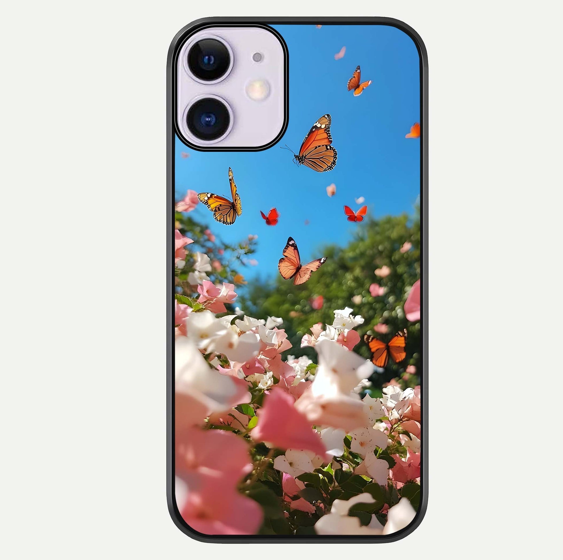 Butterflies In Bloom Sky Glass Case For iPhone 11 by Custom World