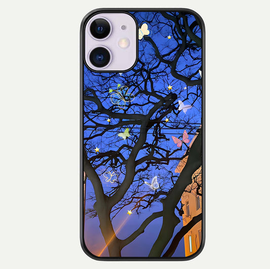 Butterfly Night Magic Glass Case For iPhone 11 by Custom World