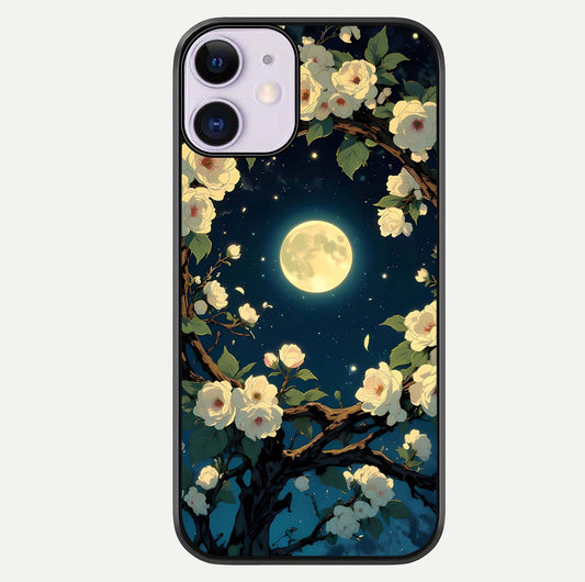 Celestial Moon & Flower Glass Case For iPhone 11 by Custom World