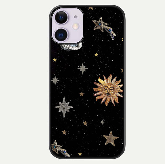 Celestial Moon With Stars Glass Case For iPhone 11 by Custom World