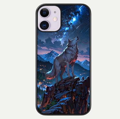 Celestial Wolf Howl Glass Case For iPhone 11 by Custom World