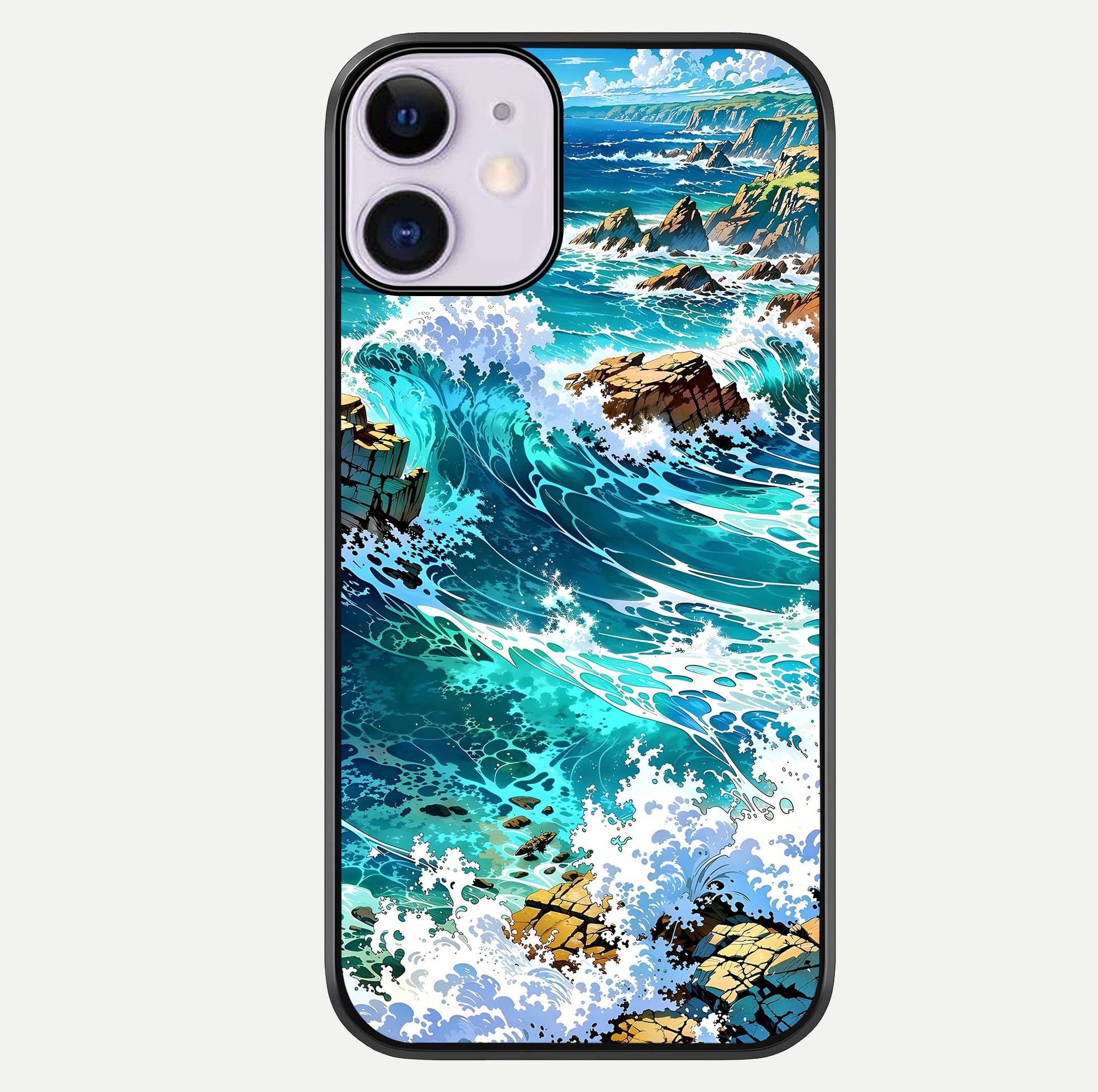 Coastal Blue Waves Glass Case For iPhone 11 by Custom World