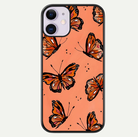 Coral Wing Butterfly Glass Case For iPhone 11 by Custom World