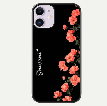 Crimson Bloom Grace Custom Name Glass Case For iPhone 11 by Custom World