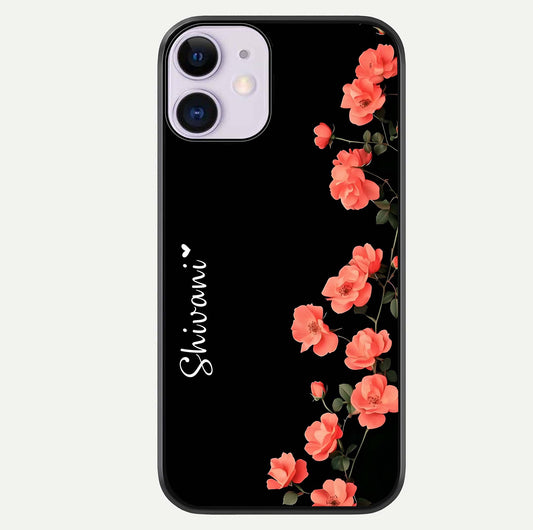 Crimson Bloom Grace Custom Name Glass Case For iPhone 11 by Custom World