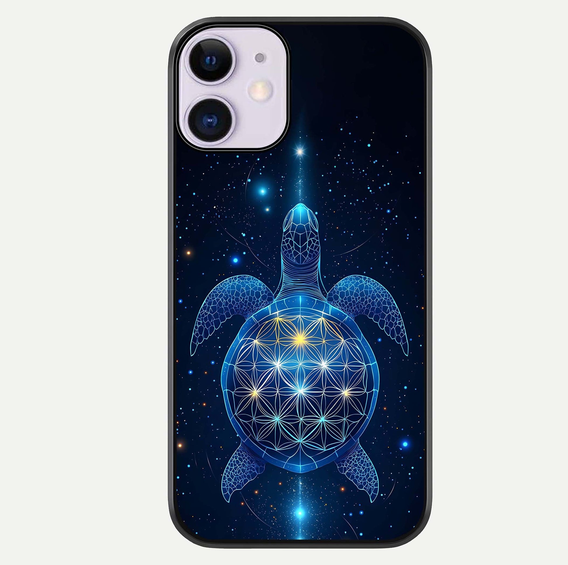 Crimson Blue Turtle Glass Case For iPhone 11 by Custom World