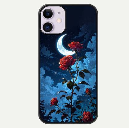 Crimson Rose Moon Glass Case For iPhone 11 by Custom World