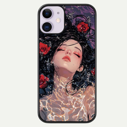 Crimson Rose Serenity Glass Case For iPhone 11 by Custom World