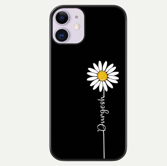 Custom Name White Flower Glass Case For iPhone 11 by Custom World