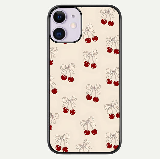 Cute Cherry Pattern Glass Case For iPhone 11 by Custom World