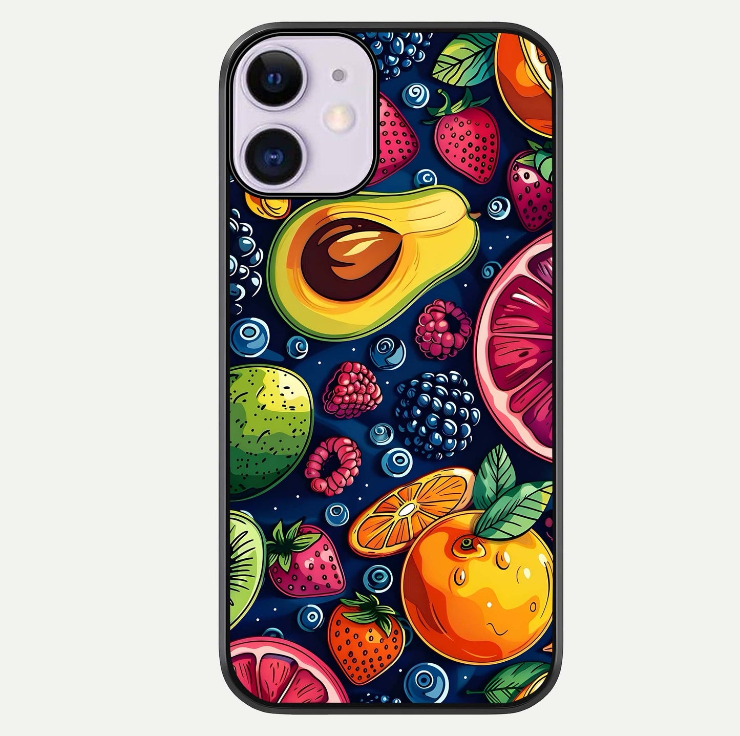 Cute Fruits Art Glass Case For iPhone 11 by Custom World
