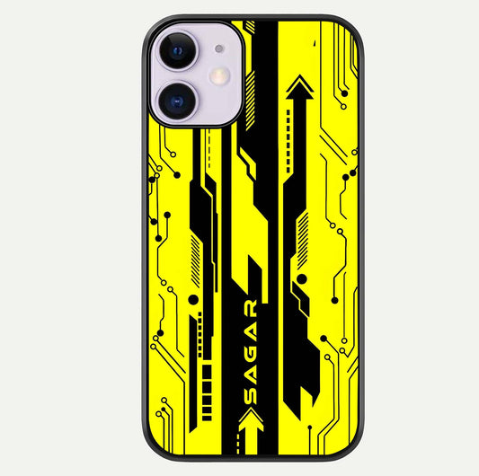 Electric Pulse CYBERPUNK Custom Name Glass Case For iPhone 11 by Custom World