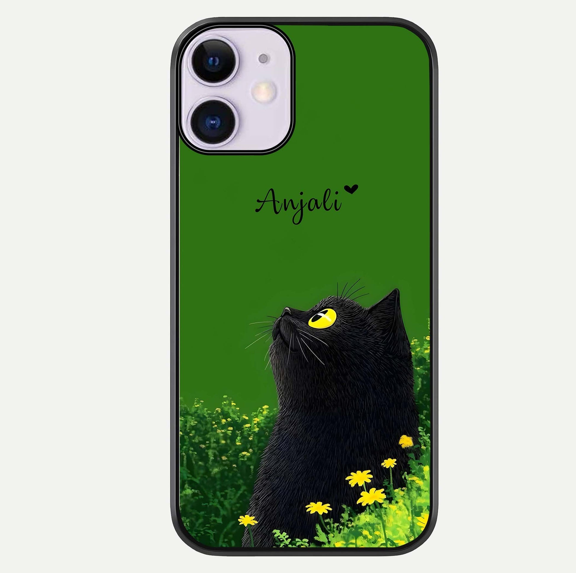 Emerald Cat Custom Name Glass Case For iPhone 11 by Custom World