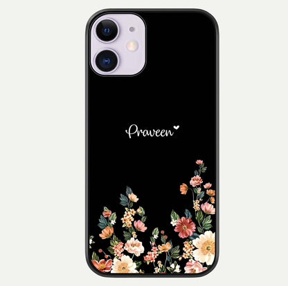 Floral Design Personalized Custom Name Glass Case For iPhone 11 by Custom World
